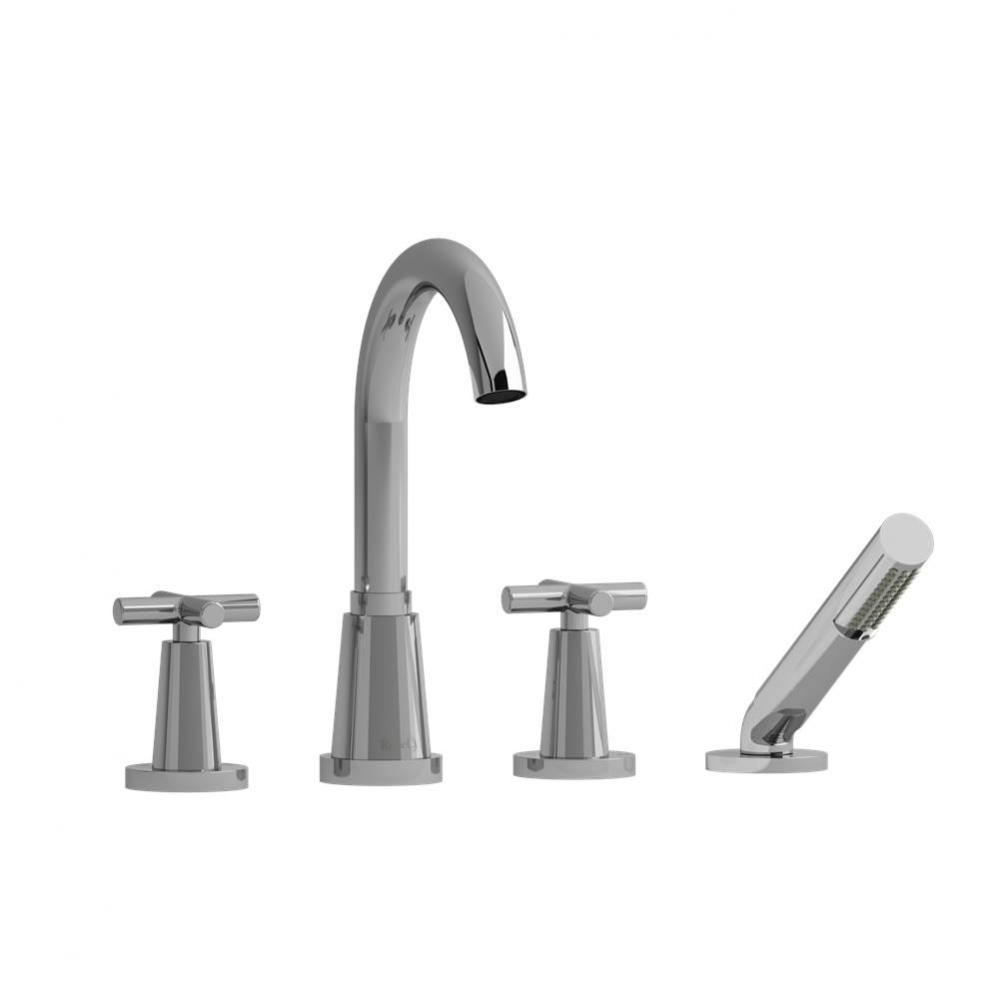 4-piece deck-mount tub filler with handshower