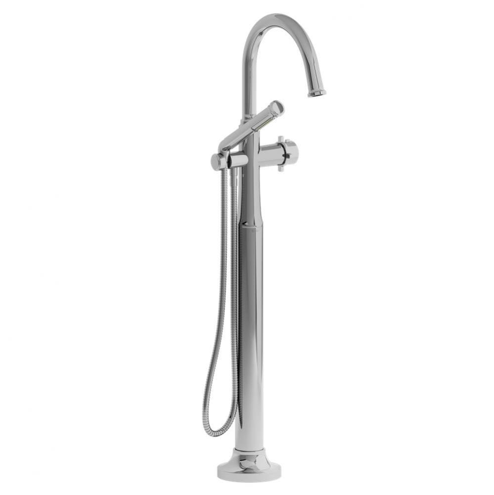 2-way Type T (thermostatic) coaxial floor-mount tub filler with Handshower trim