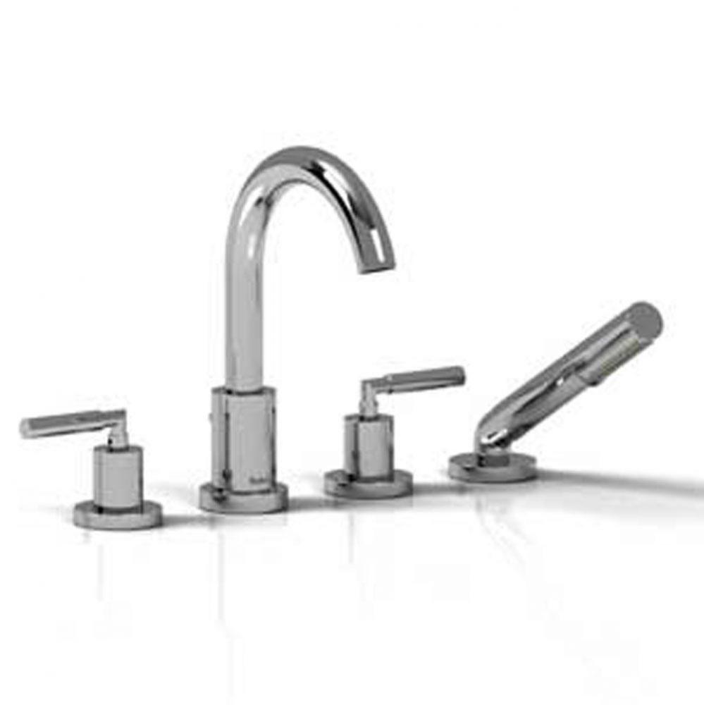 4-piece deck-mount tub filler with hand shower