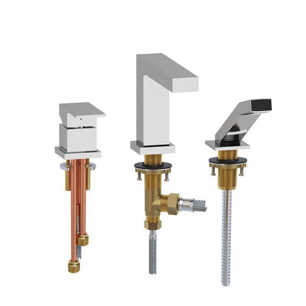 3-piece deck-mount tub filler with hand shower