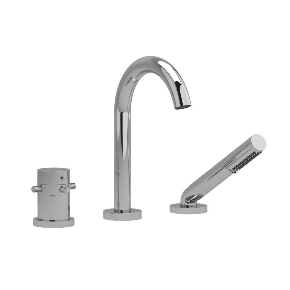 2-way 3-piece Type T (thermostatic) coaxial deck-mount tub filler with handshower