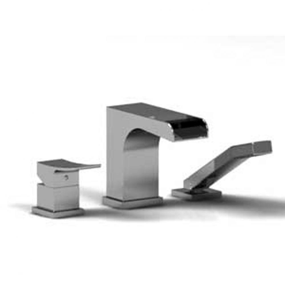 3-piece deck-mount tub filler with Handshower trim