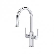 Riobel AU801C - Authentica™ Two Handle Pull-Down Kitchen Faucet With C-Spout