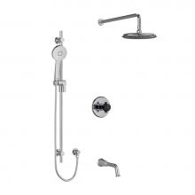 Riobel KIT1345MMRDXCBK-6-EX - Type T/P (thermostatic/pressure balance) 1/2'' coaxial 3-way system with hand shower rai