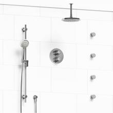 Riobel KIT#446MMRDLC-6 - Type T/P (thermostatic/pressure balance) double coaxial system with hand shower rail, 4 body jets