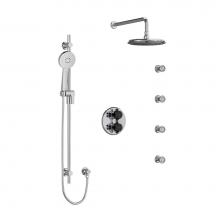 Riobel KIT446MMRDXCBK - Type T/P (thermostatic/pressure balance) double coaxial system with hand shower rail, 4 body jets