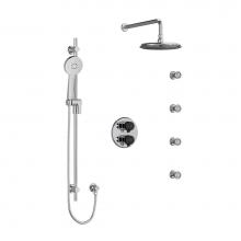 Riobel KIT446MMRDJCBK - Type T/P (thermostatic/pressure balance) double coaxial system with hand shower rail, 4 body jets