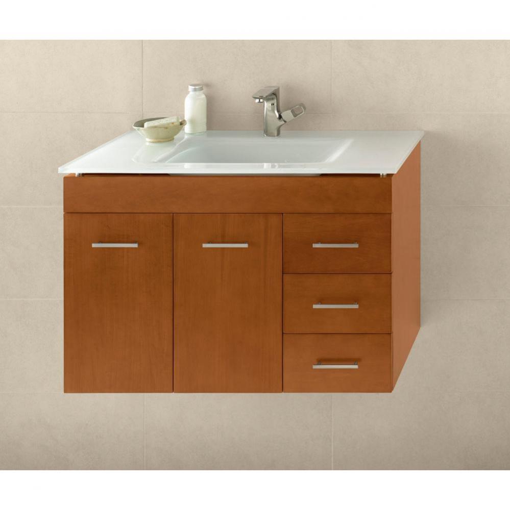 36'' Bella Wall Mount Bathroom Vanity Base Cabinet in White - Doors on Left