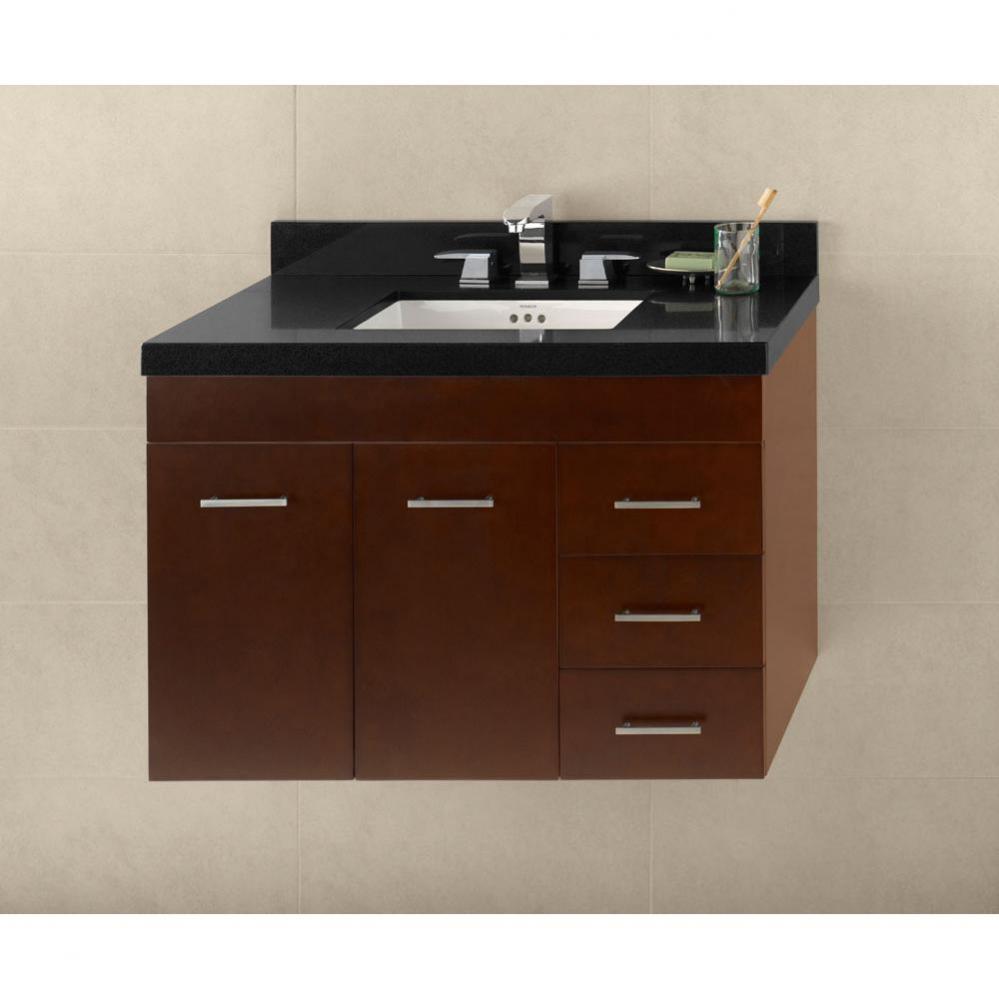 36'' Bella Wall Mount Bathroom Vanity Base Cabinet in Dark Cherry - Doors on Left