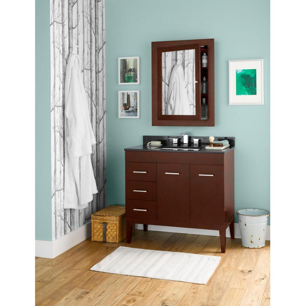 36'' Bella Bathroom Vanity Base Cabinet with Leg in Dark Cherry - Doors on Right, Wood L