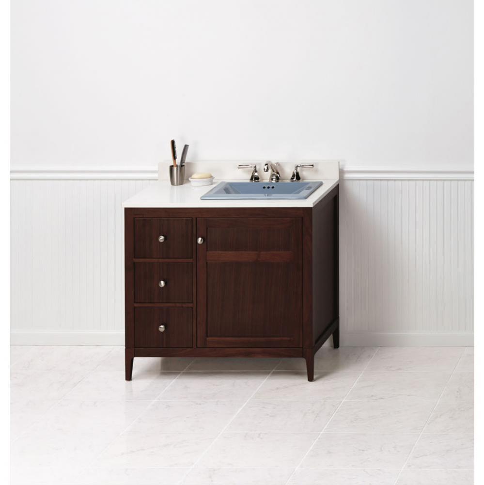 36'' Briella Bathroom Vanity Cabinet Base with Tapered Leg in White - Door on Right