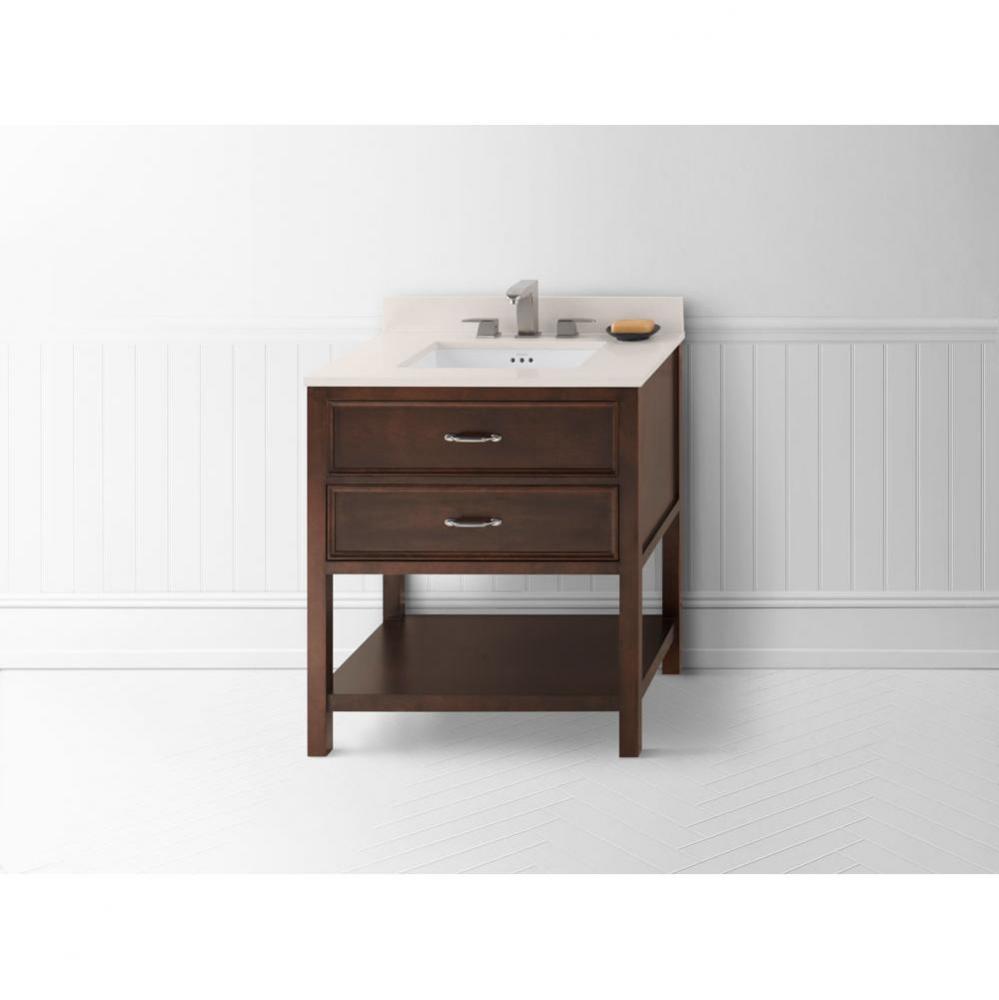 30'' Newcastle Bathroom Vanity Cabinet Base in Café Walnut