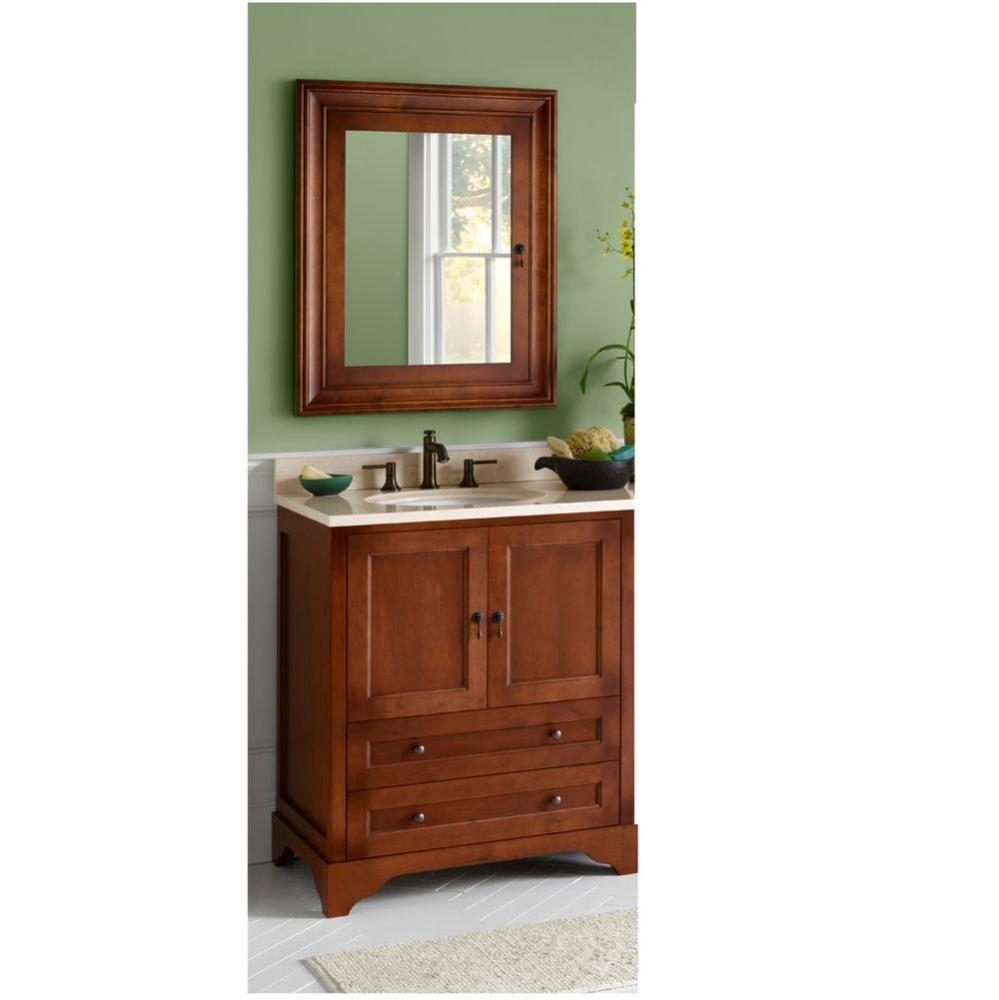 30'' Milano Bathroom Vanity Cabinet Base in Colonial Cherry