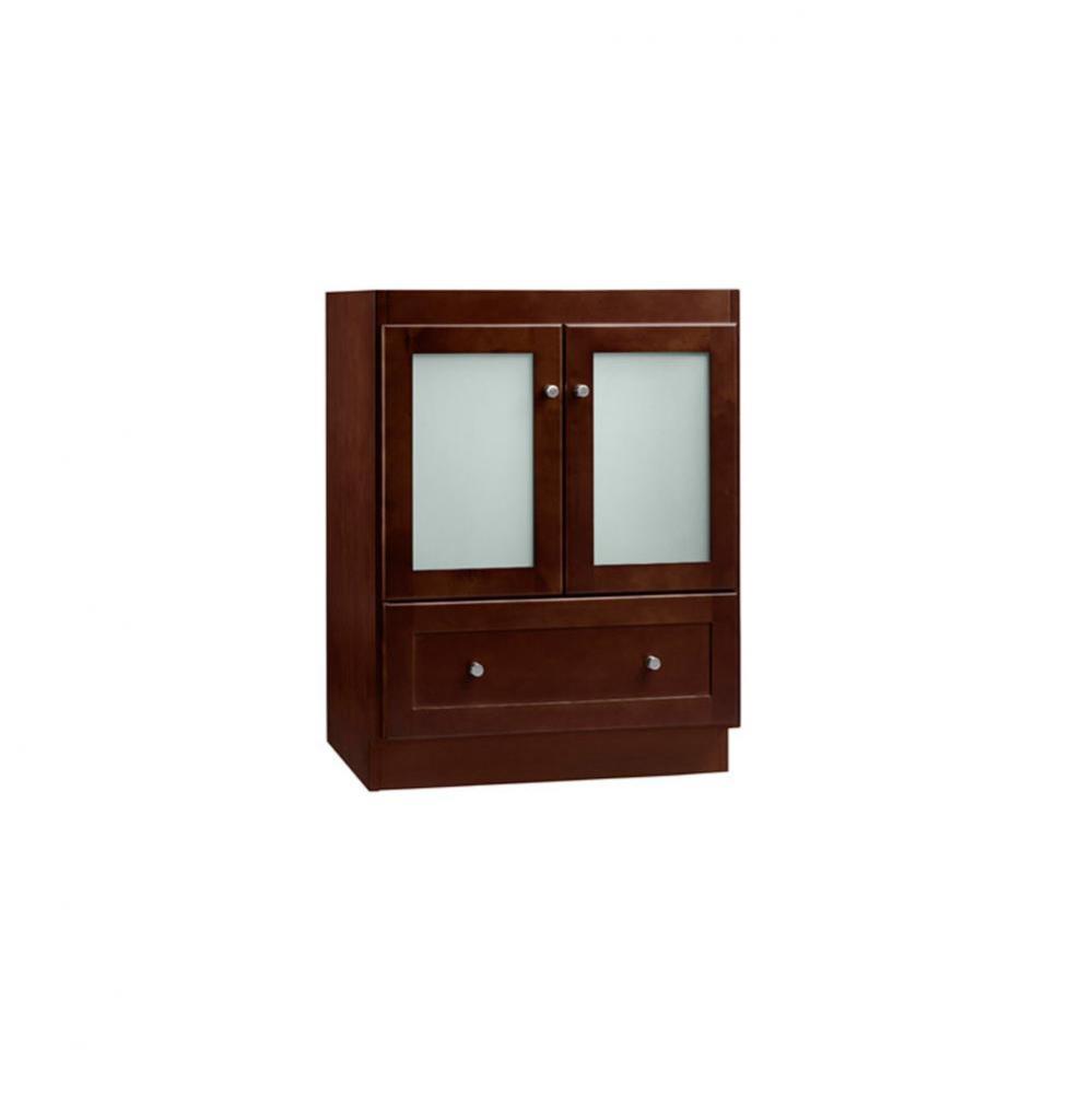 24'' Shaker Bathroom Vanity Cabinet Base in Dark Cherry - Frosted Glass Doors