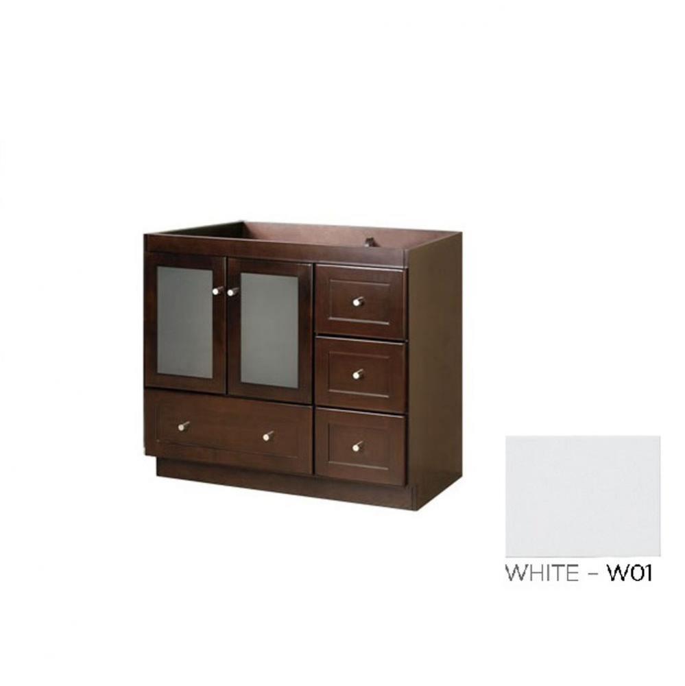 30'' Shaker Bathroom Vanity Cabinet Base in Dark Cherry - Frosted Glass Doors on Left