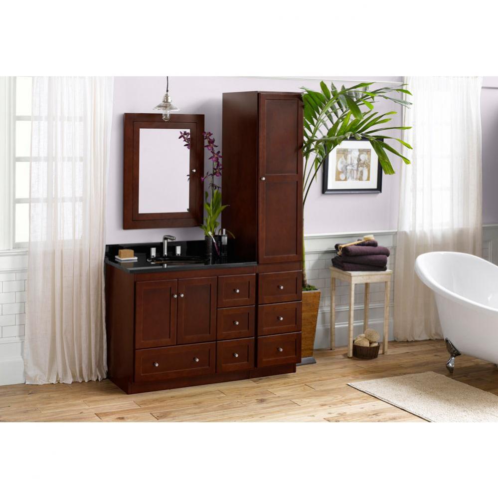 36'' Shaker Bathroom Vanity Cabinet Base in Dark Cherry - Wood Doors on Right