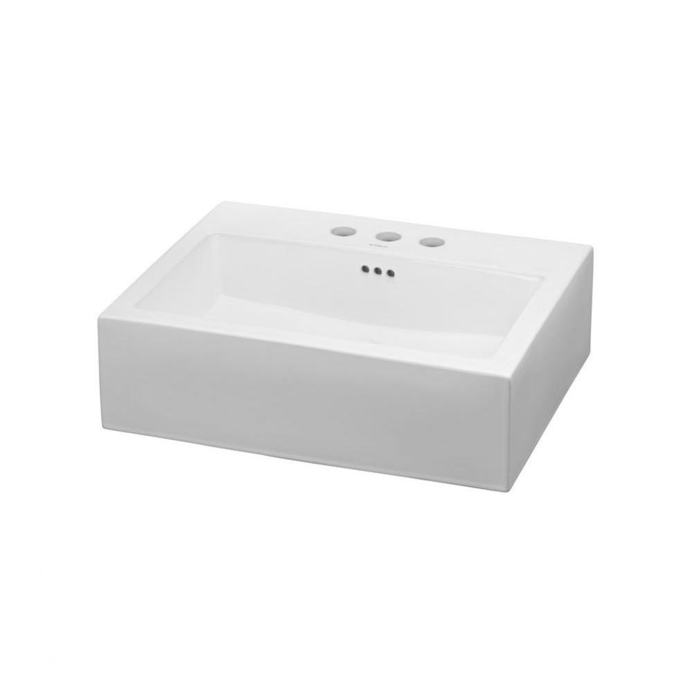 22'' Groove Rectangular Ceramic Vessel Bathroom Sink in White