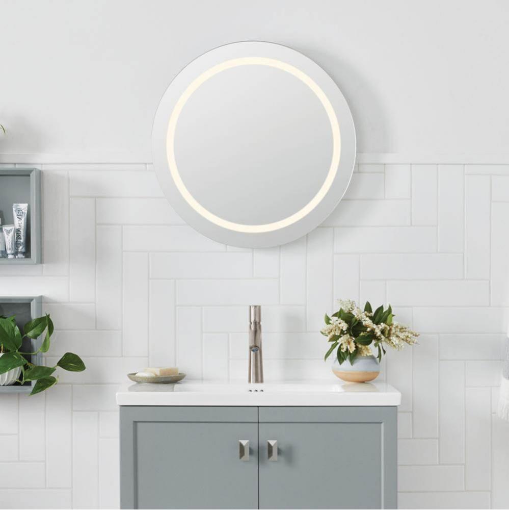 22'' Radiance Round Frameless LED Mirror in Satin Aluminum