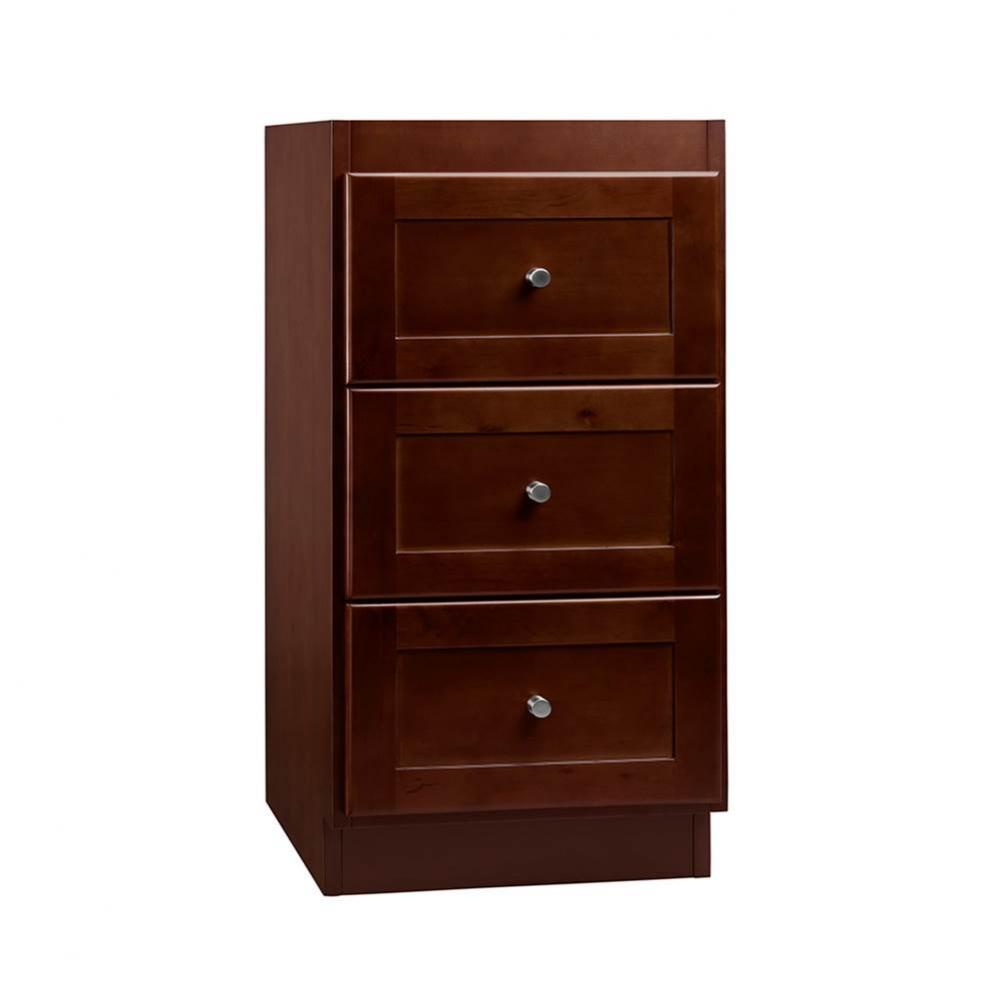 15'' Shaker Freestanding Bathroom Storage Drawer Bank in Dark Cherry