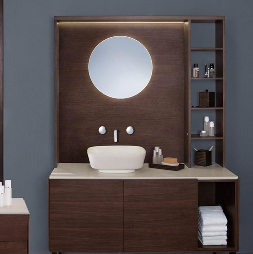 20'' Noce Round Mirror with LED in American Walnut