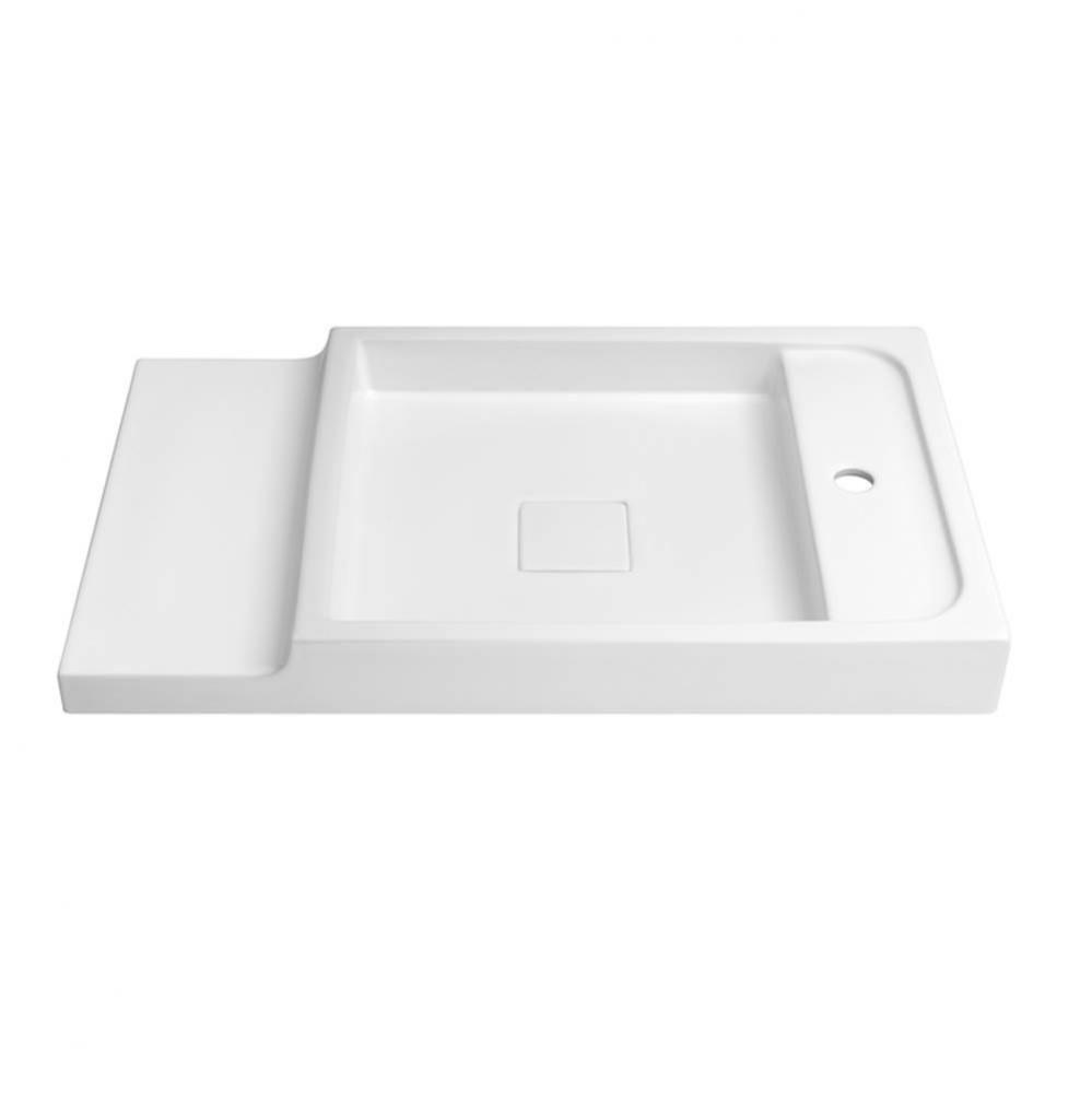 31'' Unity Rectangular Ceramic Vessel Sinktop with Single Faucet with out Overflow in Wh