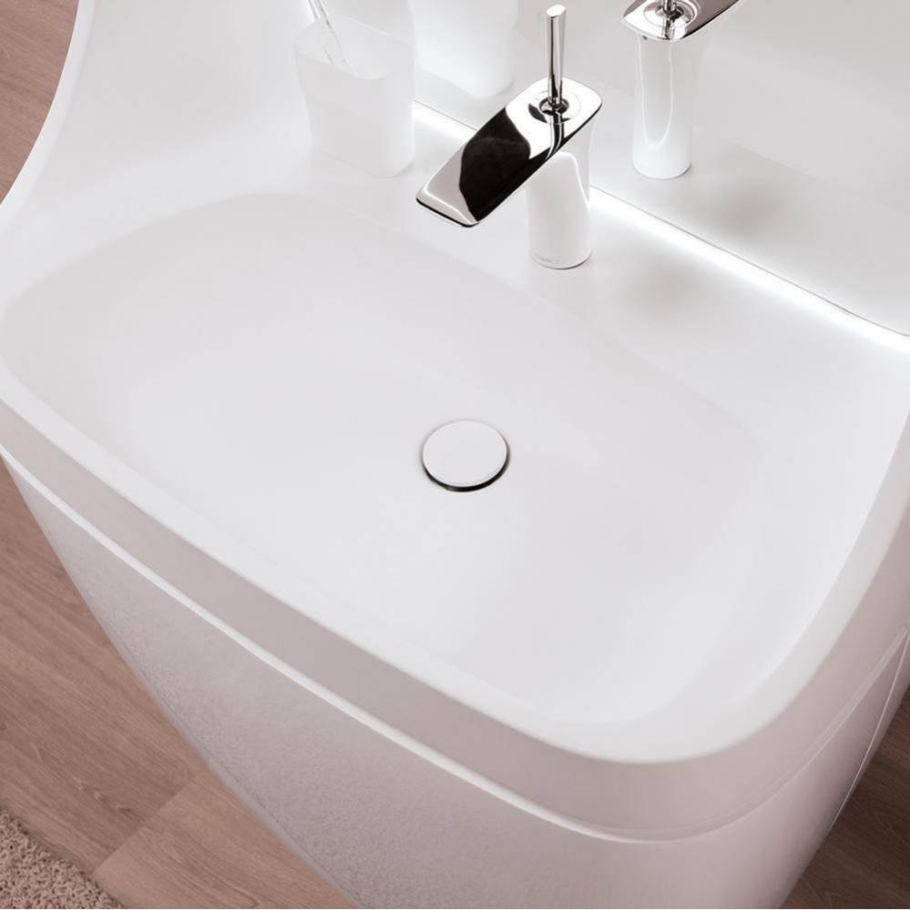 30'' Pebble - Solid Surface-Sinktop with Single  faucet hole and with out overflow White