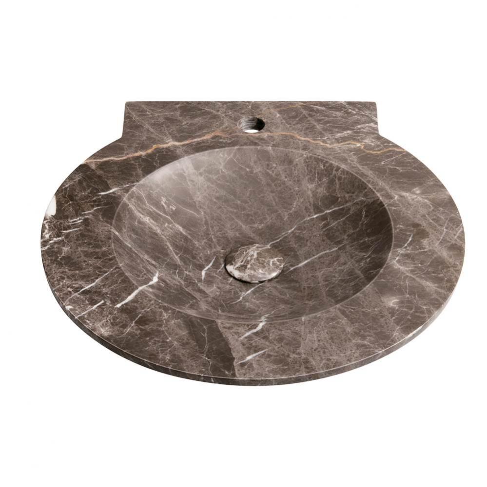 19'' Waterspace Round Sinktop Stone Vessel with out Overflow in Pietra Gray Marble