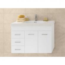 Ronbow 011236-R-W01 - 36'' Bella Wall Mount Bathroom Vanity Base Cabinet in White - Doors on Right