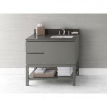 Ronbow 036036-R-E12 - 36'' Chloe Bathroom Vanity Base Cabinet with Leg in Slate Gray - Large Drawer on Right