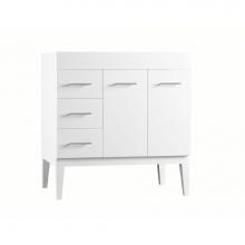 Ronbow 037036-7R-W01 - 36'' Bella Bathroom Vanity Base Cabinet with Leg in White - Doors on Right, Wood Legs