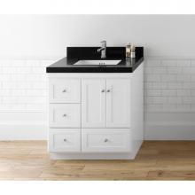 Ronbow 081930-3L-W01 - 30'' Shaker Bathroom Vanity Cabinet Base in White - Wood Doors on Left