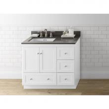 Ronbow 081936-3L-W01 - 36'' Shaker Bathroom Vanity Cabinet Base in White - Wood Doors on Left