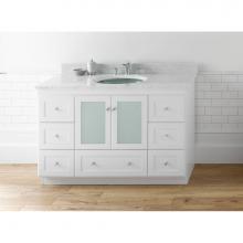 Ronbow 081948-1-W01 - 48'' Shaker Bathroom Vanity Cabinet Base in White - Frosted Glass Doors