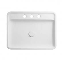 Ronbow E022004-8-WH - 23'' Poise Rectangular Ceramic Vessel Above Counter with out Overflow and with 8'&a