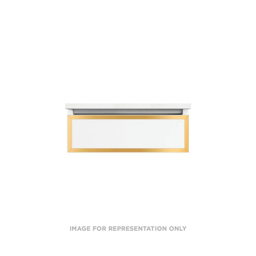 Profiles Framed Vanity, 24'' x 7-1/2'' x 18'', White, Matte Gold Fra