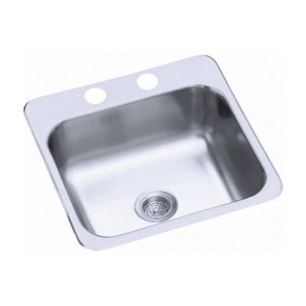 Top-mount single-basin bar sink, 15'' x 15'' x 5-1/2''