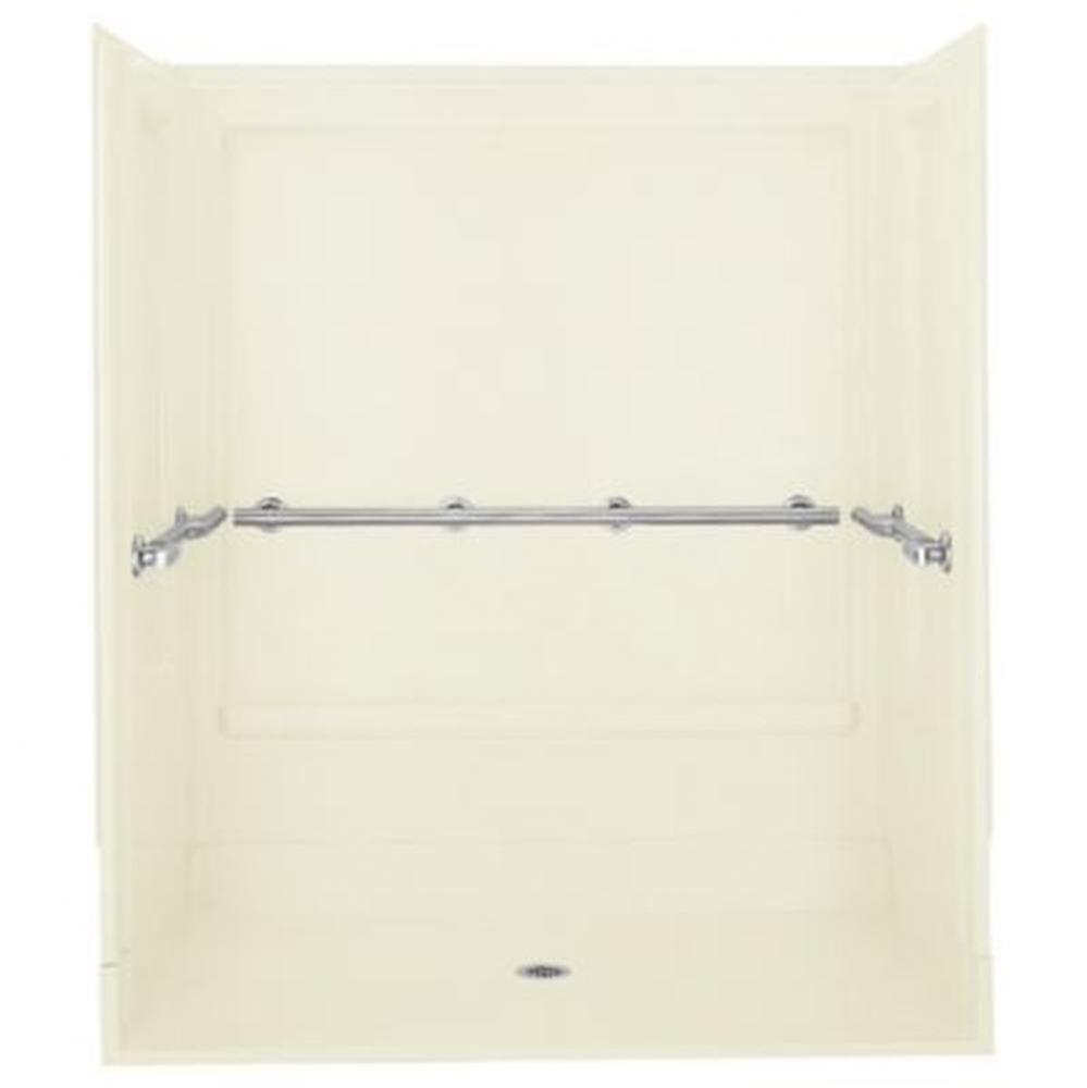 OC-S-63 63-1/2'' x 39-5/8'' roll-in shower stall with grab bars