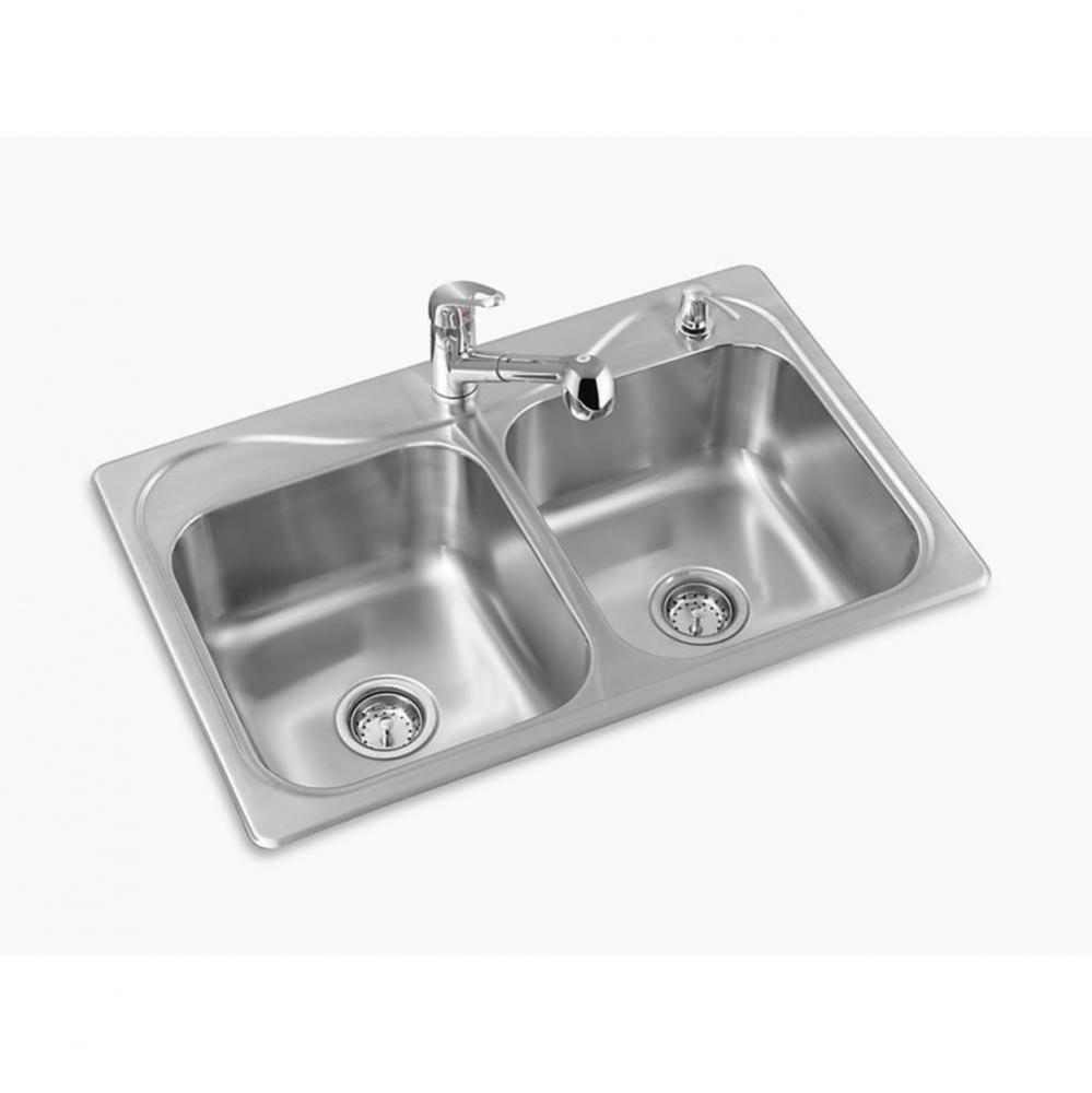 Southhaven® Top-Mount Double-Equal Kitchen Sink, 33'' x 22'' x 8'&ap