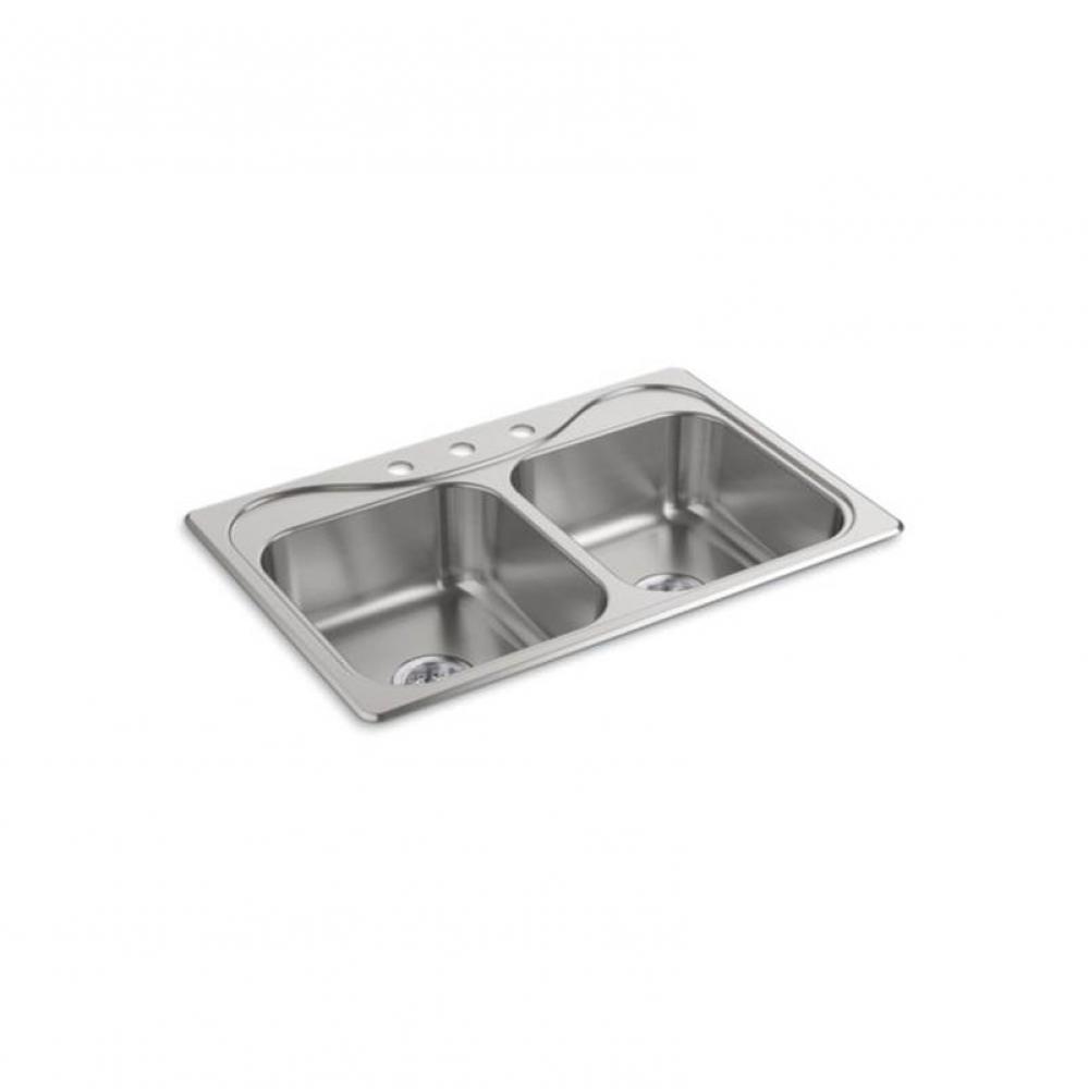 Double-basin Kitchen Sink, 33'' x 22'' x 8''