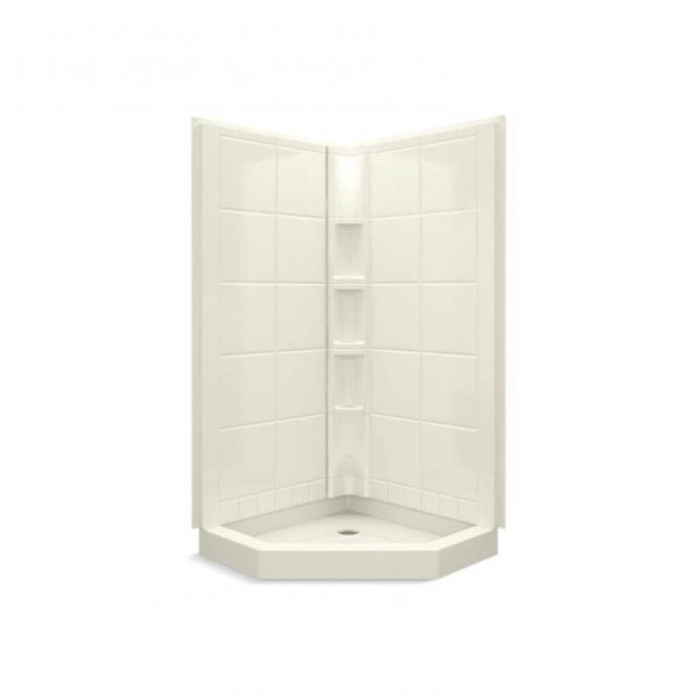 Intrigue™ 39'' x 39'' x 79'' tile neo-angle shower with Aging in P