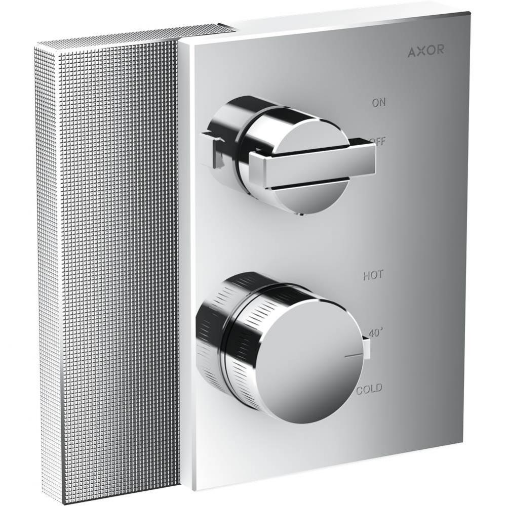 Edge Thermostatic Trim with Volume Control - Diamond Cut in Chrome