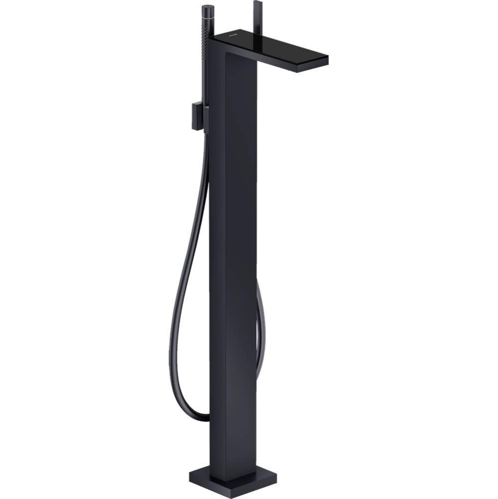 MyEdition Freestanding Tub Filler Trim with 1.75 GPM Handshower in Satin Black / Black Glass