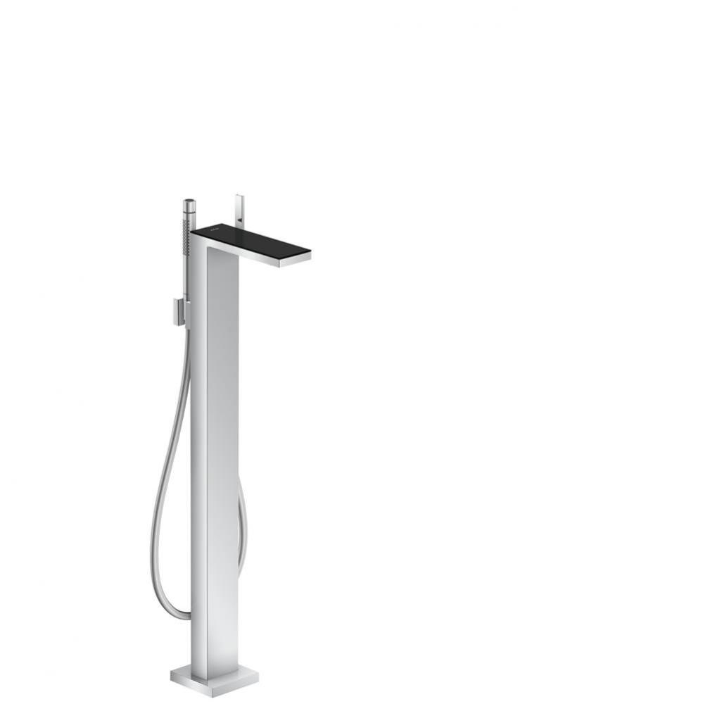 MyEdition Freestanding Tub Filler Trim with 1.75 GPM Handshower in Chrome / Black Glass