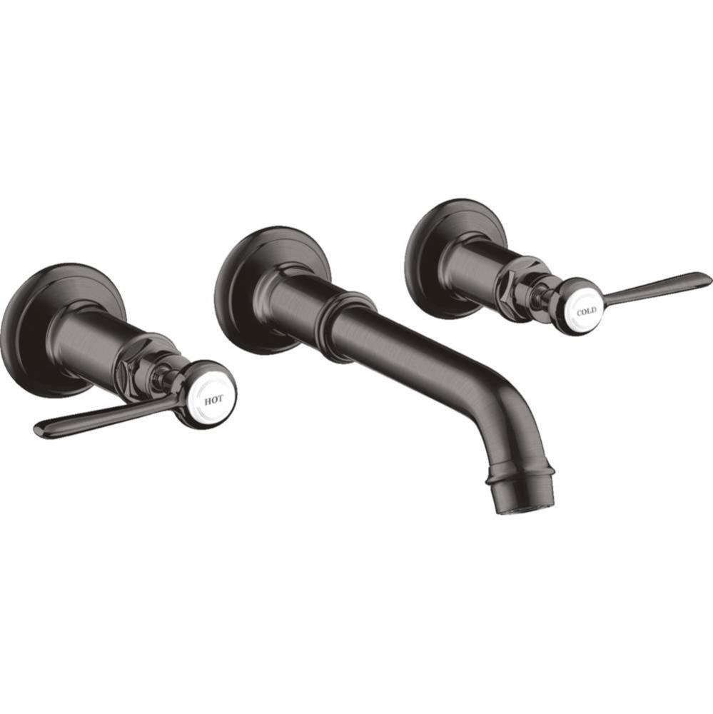 AXOR Montreux Wall-Mounted Widespread Faucet Trim with Lever Handles, 1.2 GPM in Brushed Black Chr