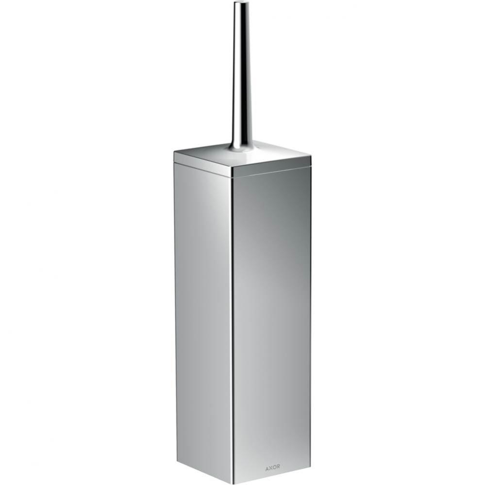 Universal Rectangular Toilet Brush Holder, Wall-Mounted in Chrome