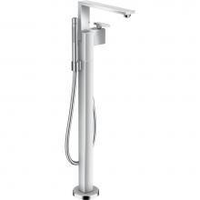 Axor 46441001 - Edge Freestanding Tub Filler Trim with 1.75 GPM Handshower - Diamond Cut in Chrome