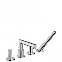 Axor 45448001 - AXOR Uno 4-Hole Roman Tub Set Trim with Zero Handles and 1.75 GPM Handshower in Chrome