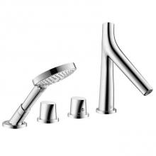 Axor 12424001 - Starck Organic 4-Hole Thermostatic Roman Tub Set Trim with 1.75 GPM Handshower in Chrome