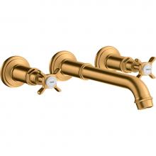 Axor 16532251 - AXOR Montreux Wall-Mounted Widespread Faucet Trim with Cross Handles, 1.2 GPM in Brushed Gold Opti