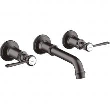 Axor 16534341 - AXOR Montreux Wall-Mounted Widespread Faucet Trim with Lever Handles, 1.2 GPM in Brushed Black Chr